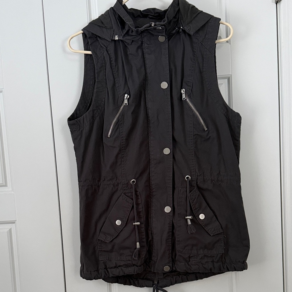Women's Black Hooded Vest